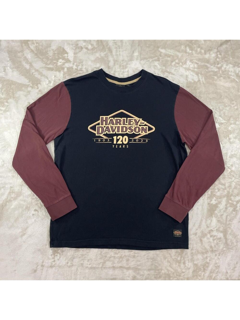 Harley Davidson 1903-2023 120th Year Anniversary Shirt Men’s Size L Black Brown